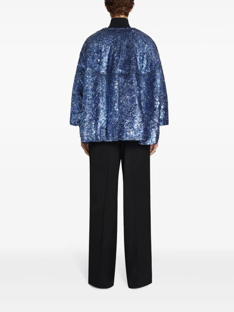 DRIES VAN NOTEN embellished cocoon jacket - Blue