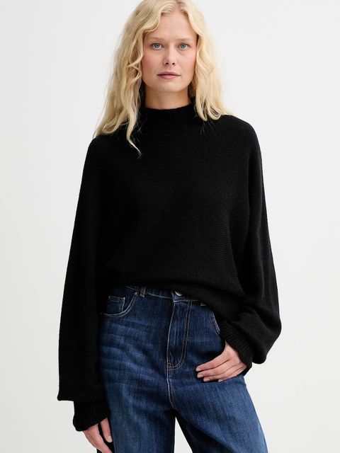 Twinset sweter z dodatkiem wełny damski kolor czarny lekki 252TT3353 - zdjęcie produktu nr 1