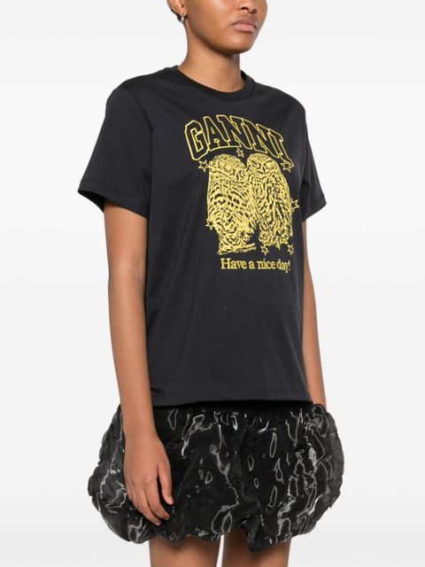 GANNI jersey owls T-shirt - Grey