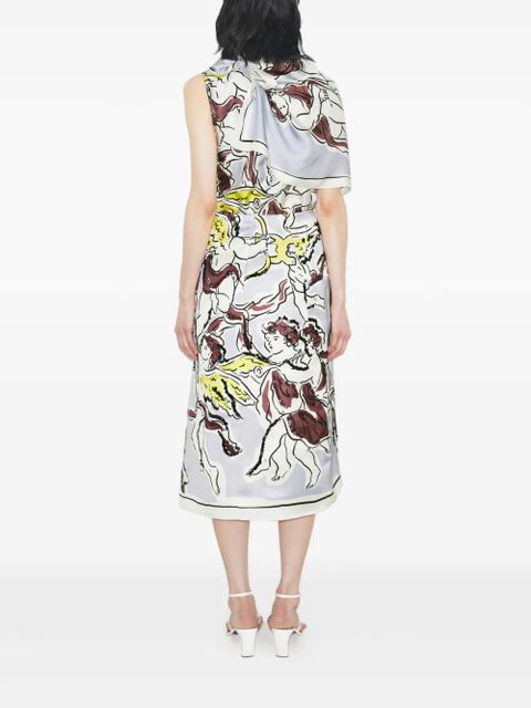 Tory Burch printed satin skirt - Blue