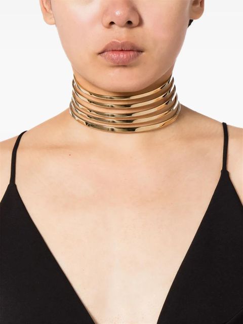Amina Muaddi Angelica stacked choker - Gold