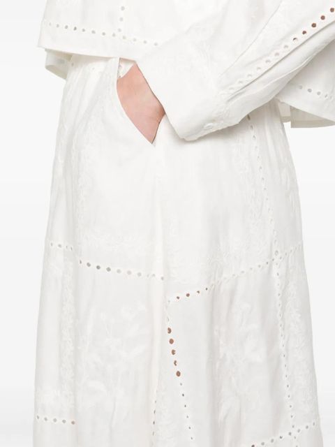Maje embroidered midi skirt - White