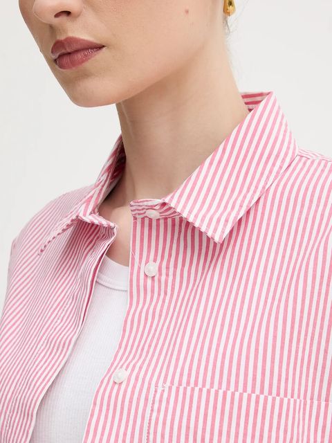 United Colors of Benetton koszula damska kolor różowy regular z kołnierzykiem klasycznym 5SZRDQ0C0