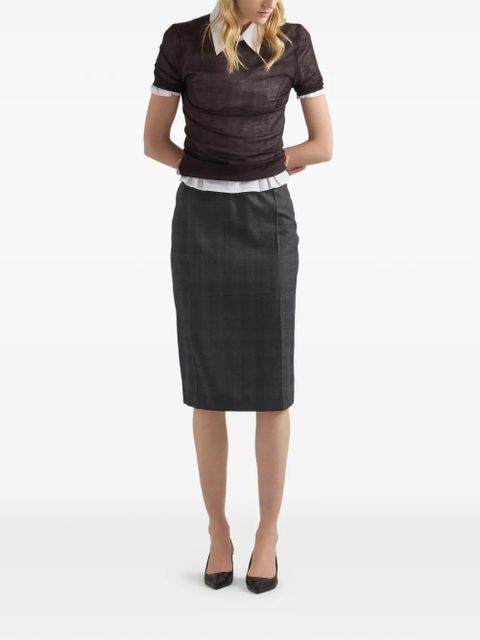 Prada checked wool midi-skirt - Grey - zdjęcie produktu nr 2