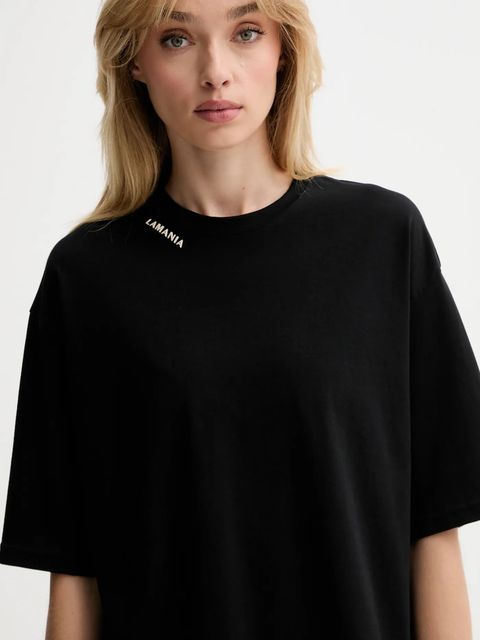 La Mania t-shirt bawełniany damski kolor czarny ADELL