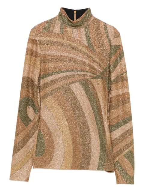 PUCCI Iride-print lamé jersey top - Brown