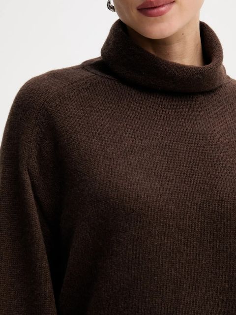 Marc O'Polo sweter z dodatkiem wełny kolor brązowy z golfem 510609060267