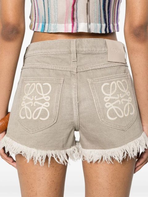 LOEWE Anagram-logo denim shorts - Neutrals