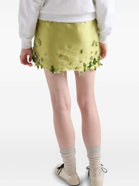 Prada crystal-embellished mini skirt - Green - zdjęcie produktu nr 2
