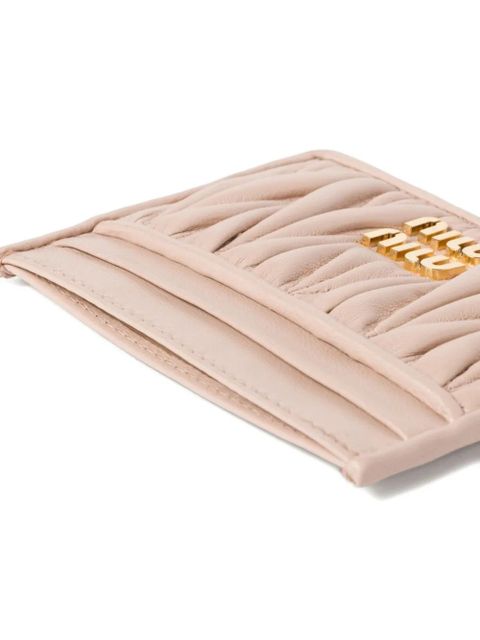 Miu Miu Matelassé nappa leather card holder - Pink