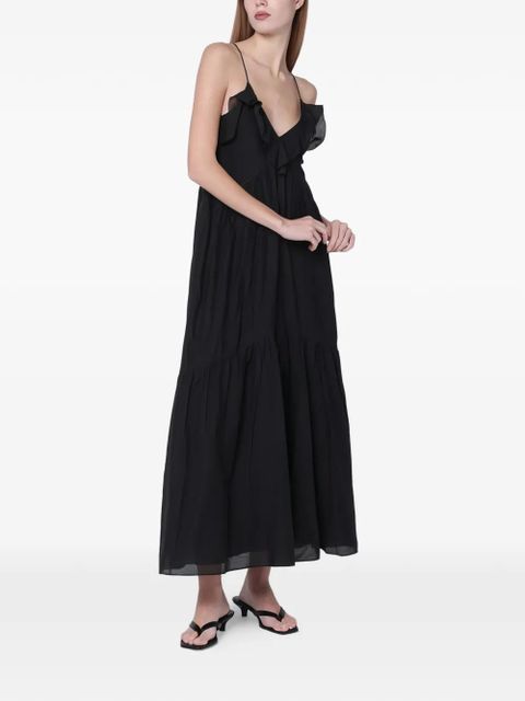ISABEL MARANT ruffled-detail V-neck maxi dress - Black - zdjęcie produktu nr 2