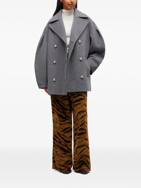 GANNI buttoned double-breasted peacoat - Grey