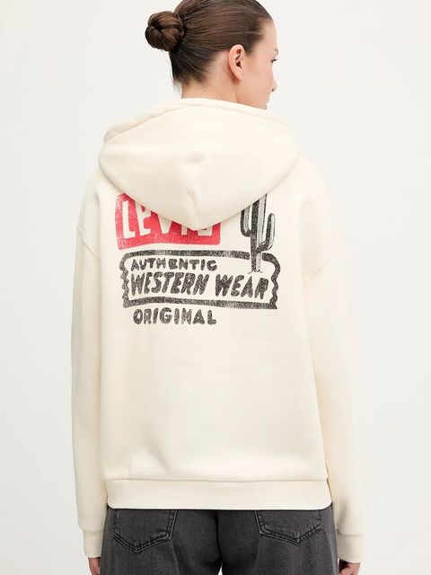 Levi's bluza damska kolor beżowy z kapturem z nadrukiem 001B6 - zdjęcie produktu nr 1