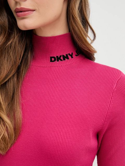 Dkny sukienka kolor różowy midi dopasowana DJ5R0751