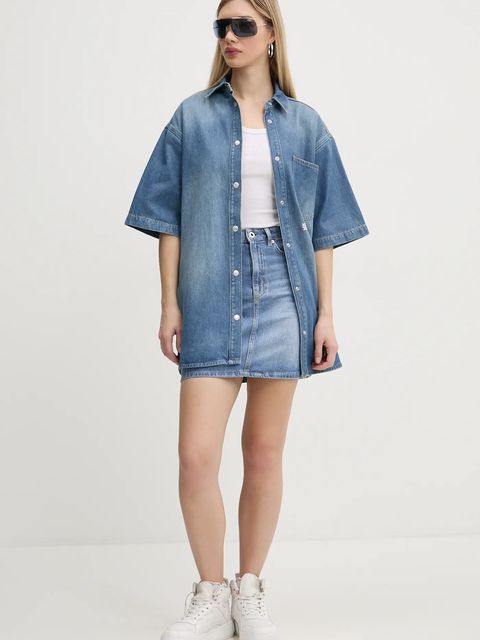 Karl Lagerfeld Jeans koszula jeansowa damska kolor niebieski relaxed z kołnierzykiem klasycznym A1W11008