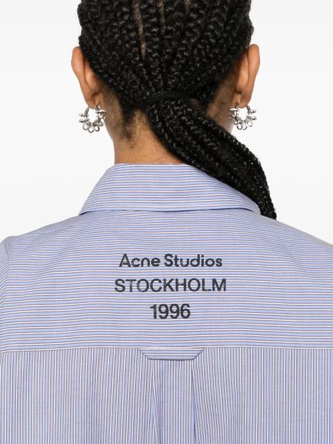 Acne Studios striped cropped cotton shirt - Blue