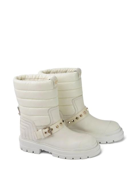 Valentino Garavani studded buckle boots - White