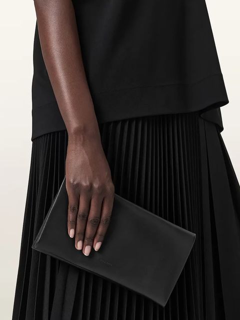 AllSaints portfel skórzany HARLUNA damski kolor czarny W208XD