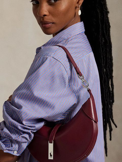 Polo Ralph Lauren torebka skórzana kolor bordowy 428871248