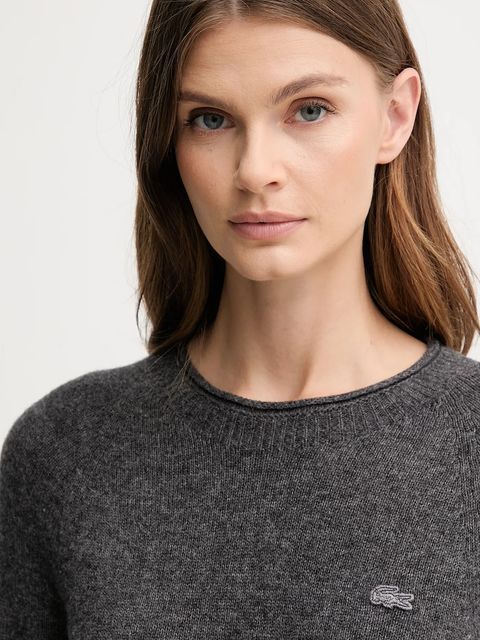 Lacoste sukienka wełniana kolor szary mini rozkloszowana EF4161