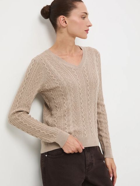 Medicine sweter z wełny merino kolor beżowy - zdjęcie produktu nr 1