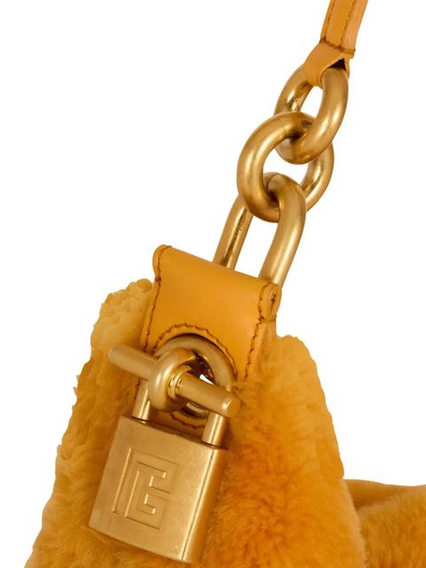 Balmain medium Sync shearling chain shoulder bag - Orange
