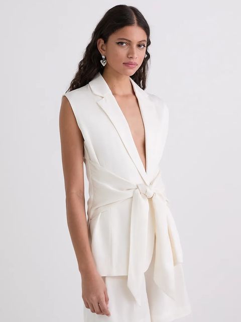 Karl Lagerfeld kamizelka kolor beżowy jednorzędowa A3W14043 - zdjęcie produktu nr 1