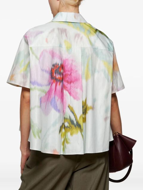 LOEWE floral-print trapeze shirt - Blue