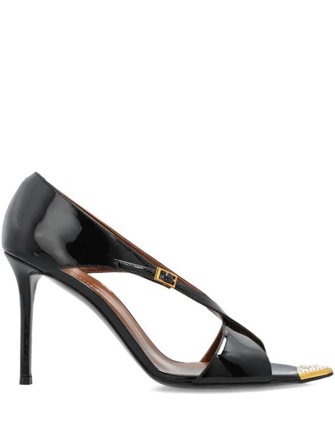 Giuseppe Zanotti 90mm Intrigo patent-leather cross-strap heeled sandals - Black - zdjęcie produktu nr 1