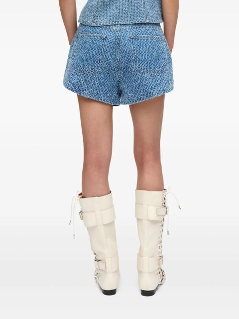 GANNI logo patch shorts - Blue