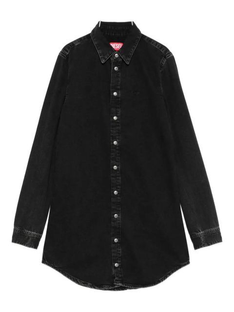 Diesel long-sleeve denim shirt mini dress - Black
