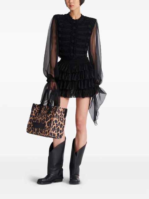 Balmain chiffon-sleeve tweed jacket - Black