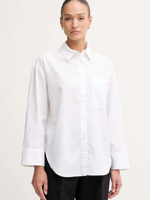 Tommy Hilfiger koszula bawełniana damska kolor biały relaxed z kołnierzykiem klasycznym WW0WW46599 - zdjęcie produktu nr 1