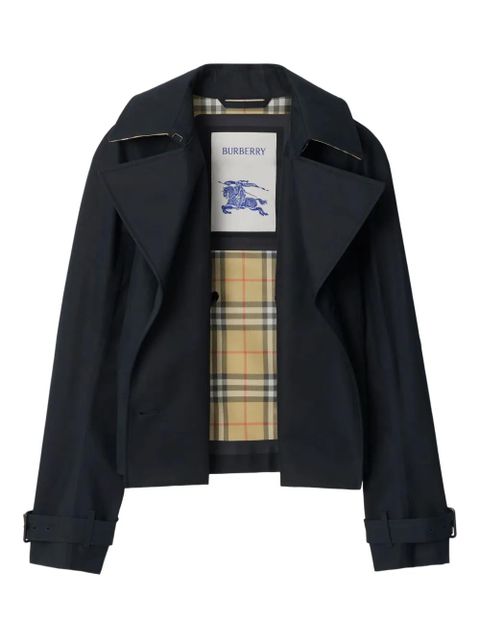 Burberry double-breasted belted cropped jacket - Blue - zdjęcie produktu nr 2