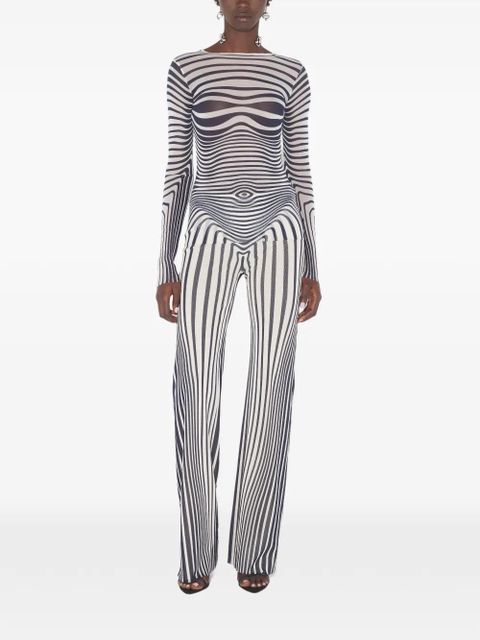 Jean Paul Gaultier long-sleeve morphing-stripes top - White