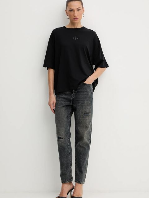 Armani Exchange t-shirt bawełniany damski kolor czarny XW001342 AF17172 - zdjęcie produktu nr 2