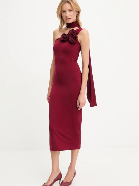 Answear.LAB sukienka kolor bordowy midi prosta - zdjęcie produktu nr 1