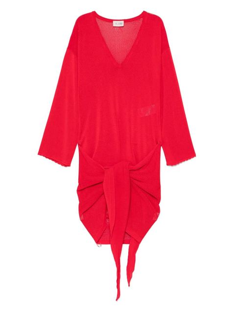 The Attico V-neck knotted mini dress - Red - zdjęcie produktu nr 1