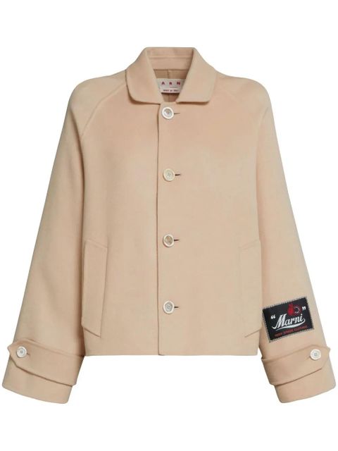 Marni logo-patch shirt jacket - Neutrals - zdjęcie produktu nr 1
