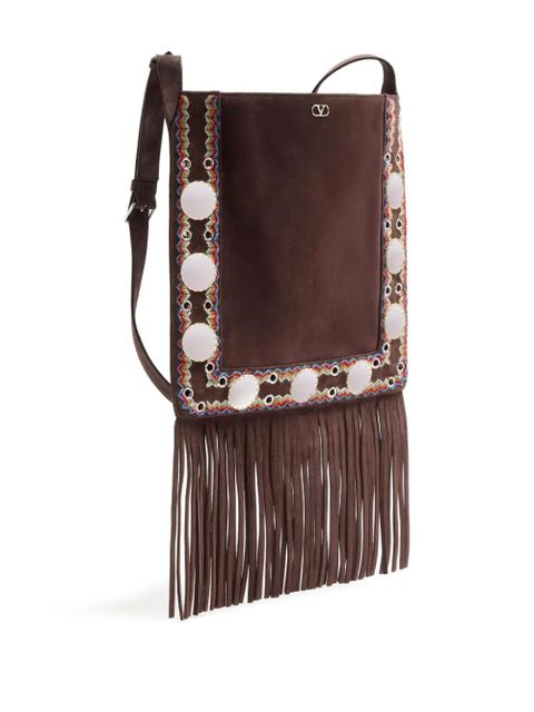 Valentino Garavani Nellcôte fringed cross body bag - Brown