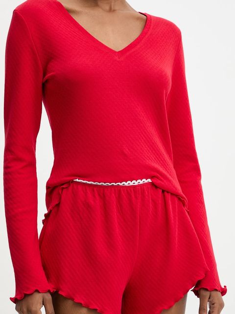 Answear Lab piżama bawełniana kolor czerwony bawełniana