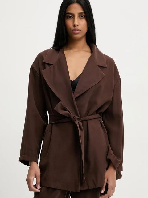 Answear.LAB marynarka kolor brązowy oversize gładka - zdjęcie produktu nr 1