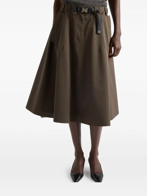 Prada logo belted midi skirt - Green