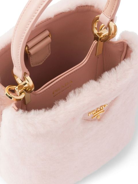 Prada mini Panier shearling tote bag - Pink