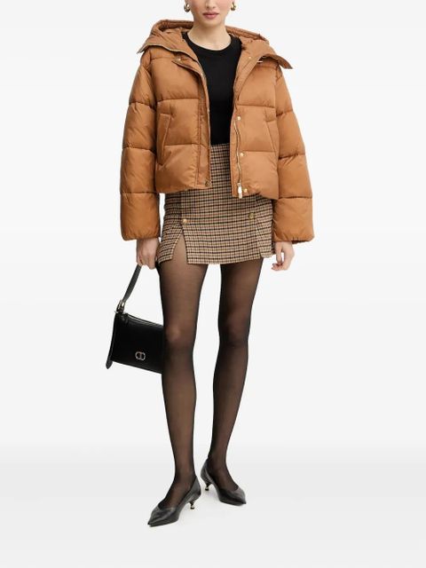 PINKO Love Birds-appliqué padded puffer jacket - Orange