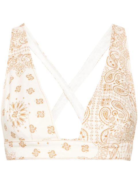 MC2 Saint Barth bandana-print denim bralette top - Neutrals - zdjęcie produktu nr 1