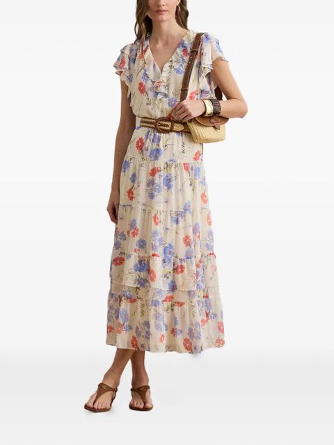 Lauren Ralph Lauren floral-print ruffled dress - Neutrals - zdjęcie produktu nr 2