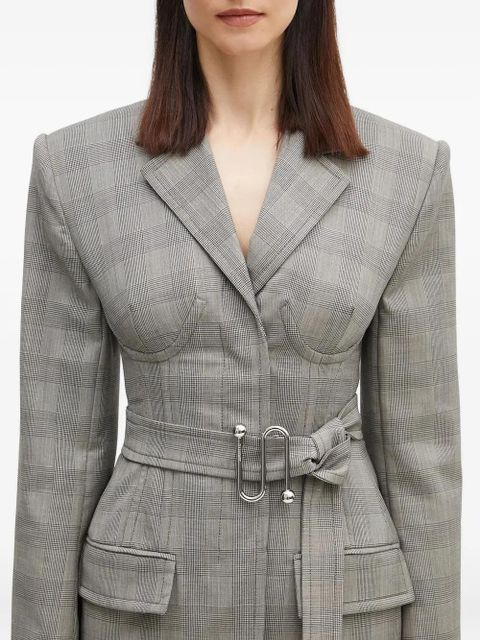 Sportmax belted check jacket - Grey