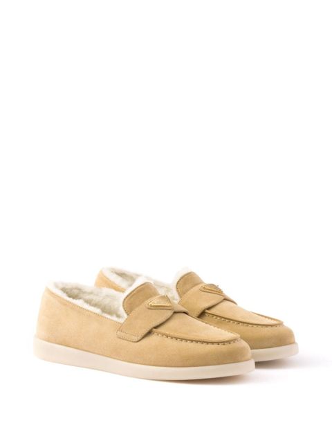 Prada Suede and shearling loafers - Neutrals - zdjęcie produktu nr 2