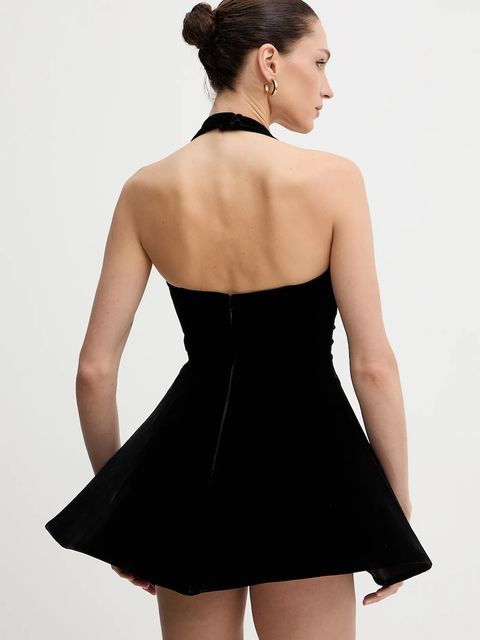 Bardot sukienka kolor czarny mini rozkloszowana 60215DB